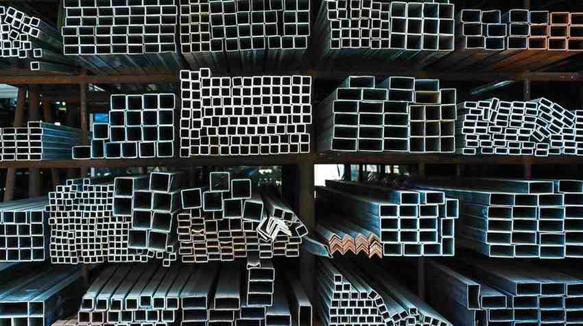 Rows of various steel and aluminum sections.