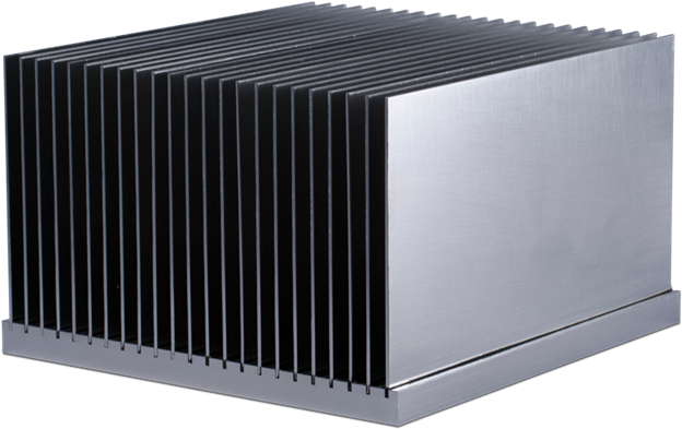 Aluminum heat sink created from CNC machining operation