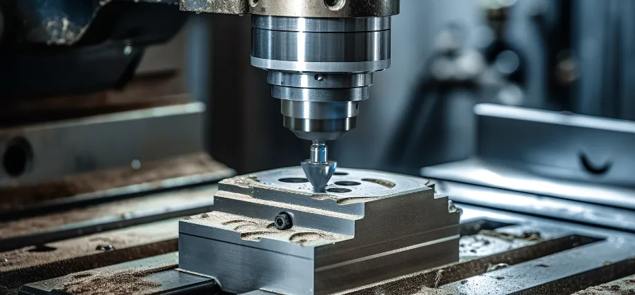3D milling cutter removing metal from a rectangular block
