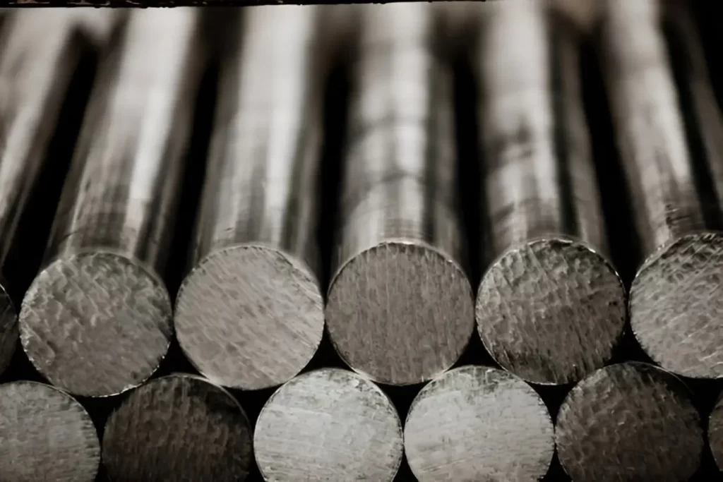 Close-up view of alloy steel bars arranged together.