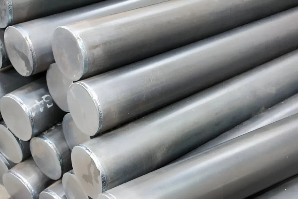 Alloy steel rods arranged in a neat stack.