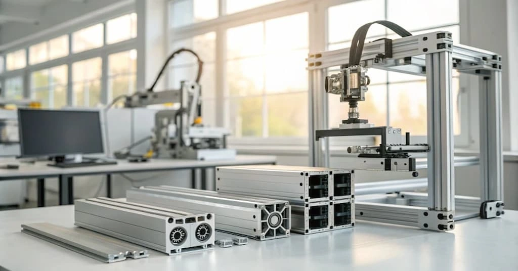 An image showing a V slot linear guidance system in industry 