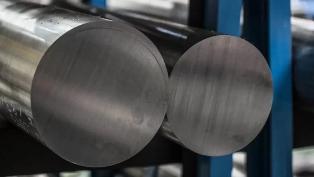 A close-up, front-facing view of austenitic stainless steel rods arranged side by side.