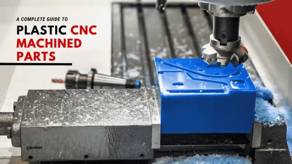 Feature image with text overlay reading CNC Plastic Parts, set against a background of machined plastic components.