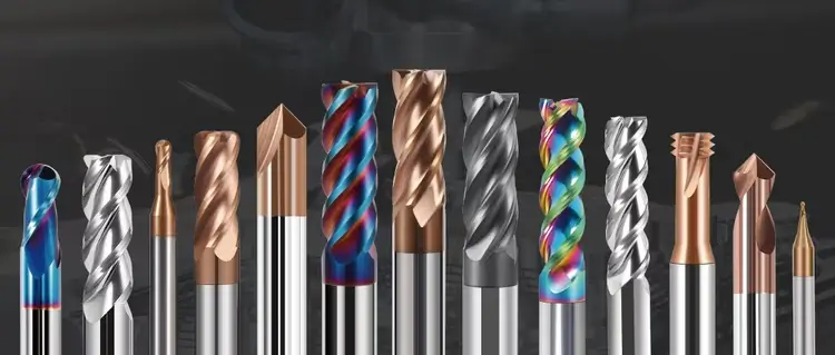 Various types of CNC milling and end mill cutting tools.
