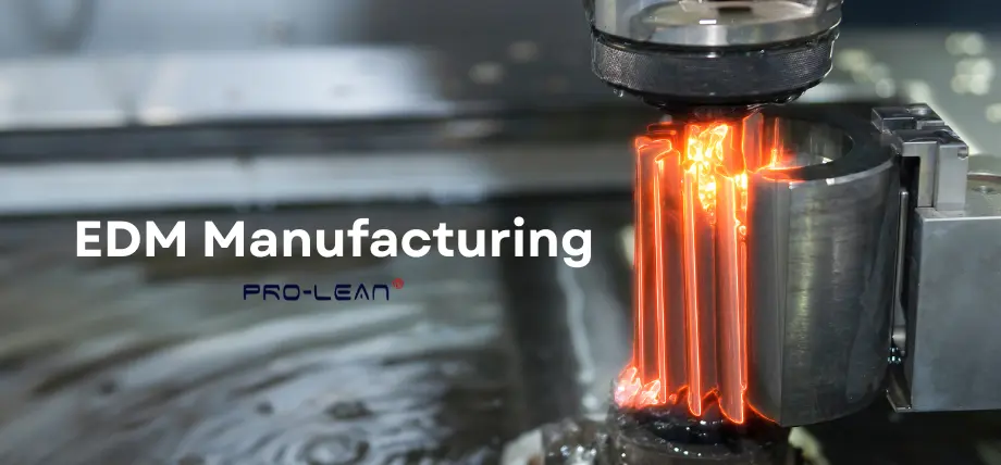 EDM wire cutting turbine with water below and a glowing section of the turbine