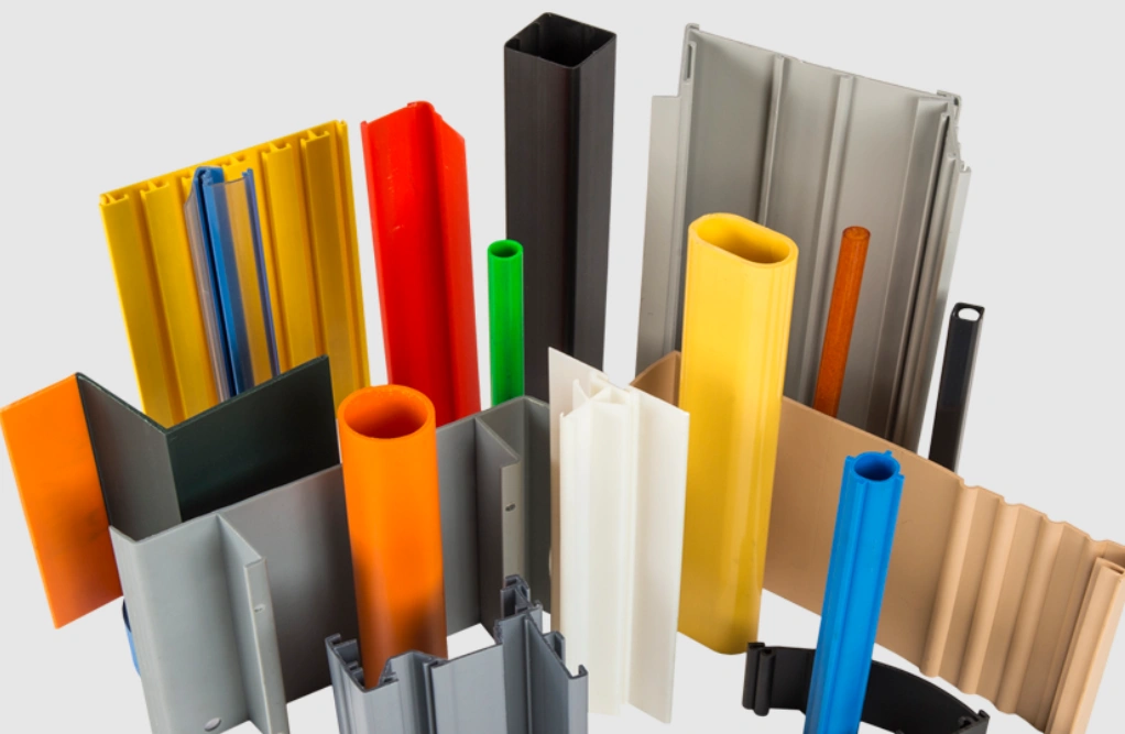 Colorful plastic extrusion parts, including tubes and channels