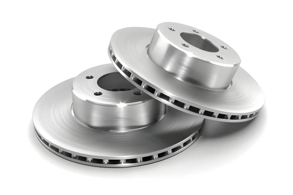 A Pair of precisely machined magnesium car braking disks.