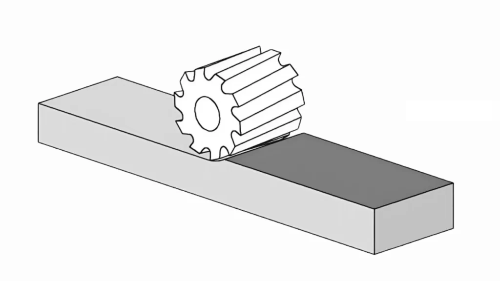 A drawing of a cutter machining a surface in peripheral milling.