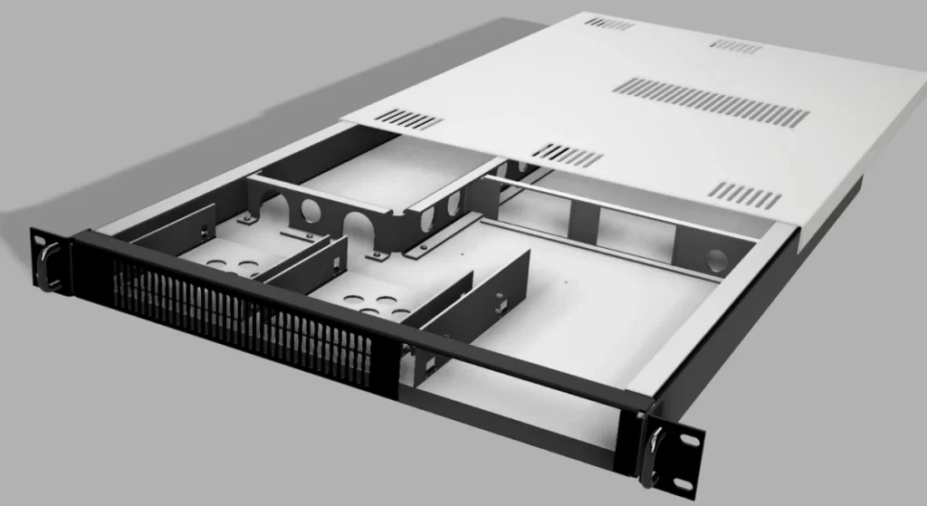 server sheet metal rack mount chassis frame with ventilation slots 