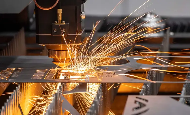 Laser cutting sheet metal with bright sparks during sheet metal prototyping