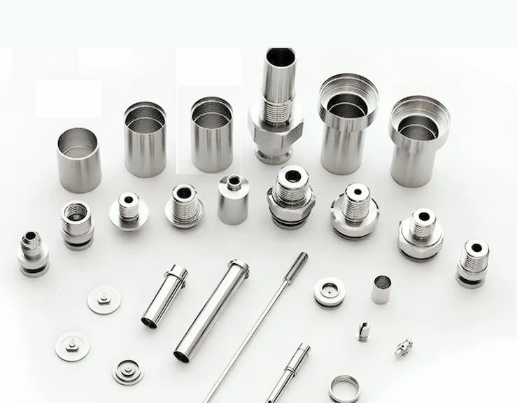 Different small items made with Swiss CNC turning 