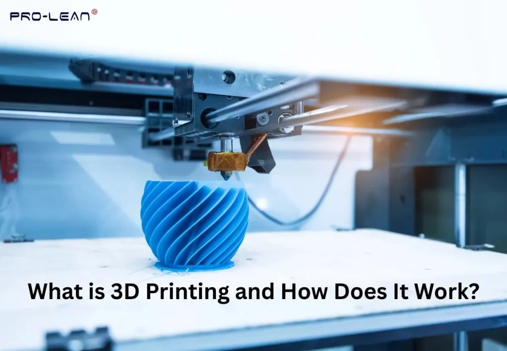 3D printer creating a blue, spiralled object.