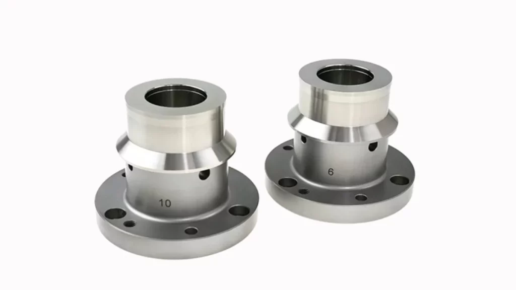 An image displaying stainless steel parts precisely cut and shaped through Wire EDM. It highlights clean edges and smooth finishes