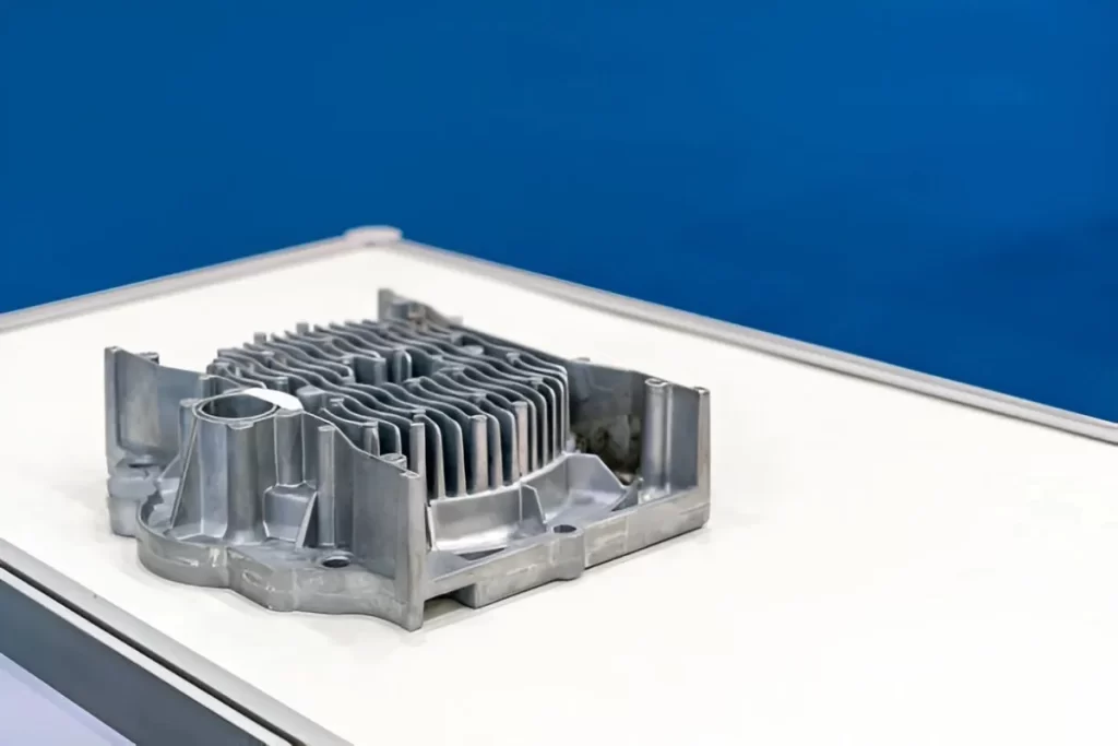 An intricate zinc die-cast part showing fine details and complex geometry.